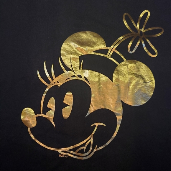 Disney Store Minnie Mouse Gold Foil Black TShirt Short Sleeve Medium - Picture 2 of 6